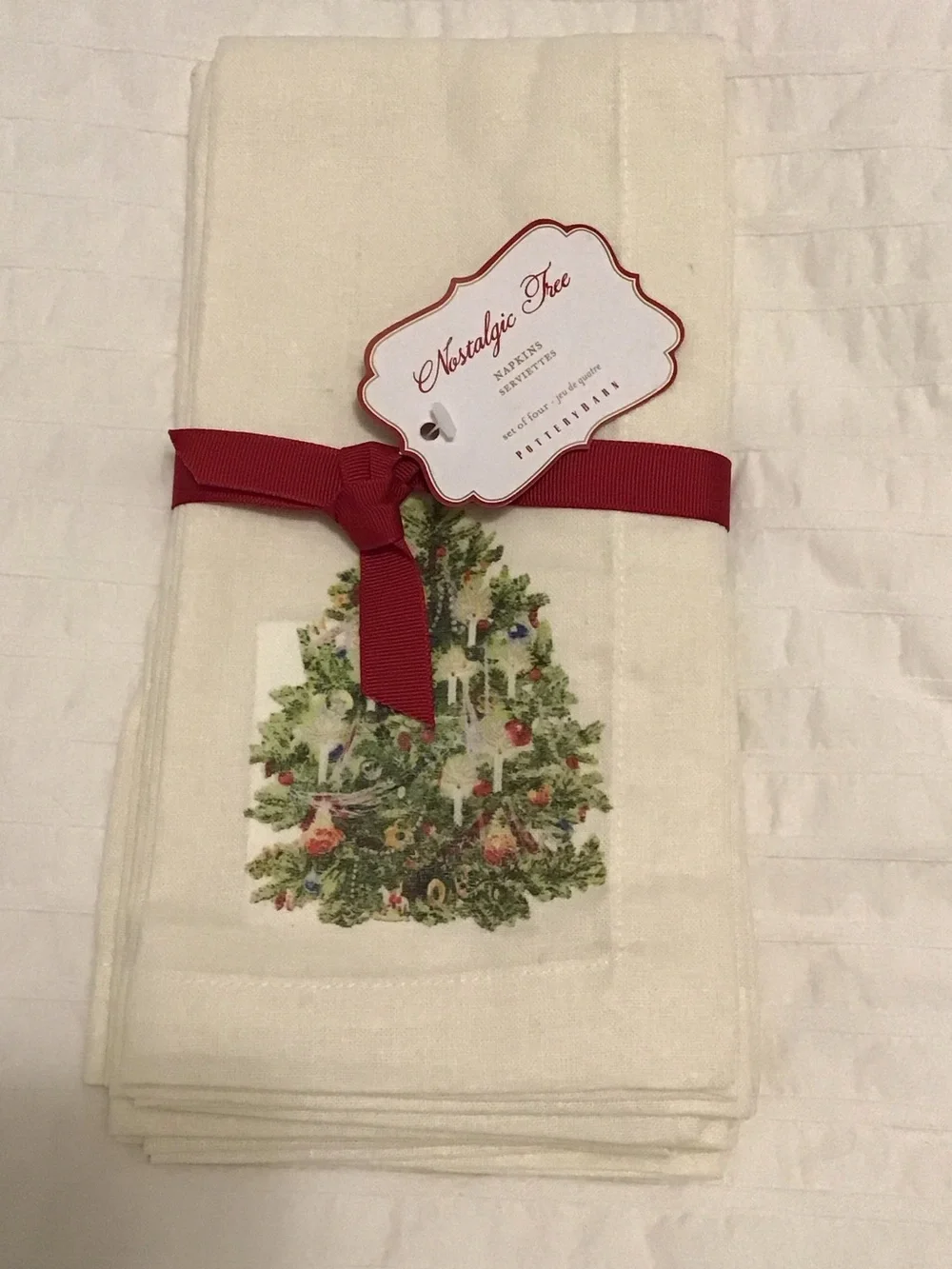 Pottery Barn Cotton / Linen Christmas Napkins (4)